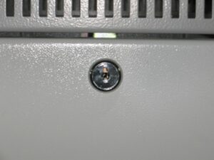 Cam Lock on doors and side panels provides added security for equipment. 