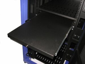 Sliding Trays useful for non-rack mountable equipment (such as Keyboards) 